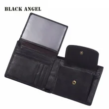 Винтажные мужские кошельки в стиле кэжуал из натуральной кожи, мультифункциональные мужские двойные кредитницы, кошельки, сумки из гладкой отполированной воловьей кожи