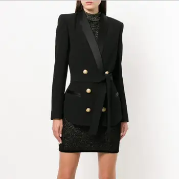 

Women Blazer 2020 High Quality Runway Long Sleeve Double-breasted Female Jacket Blazers Ladies Office Outerwear BLZ041