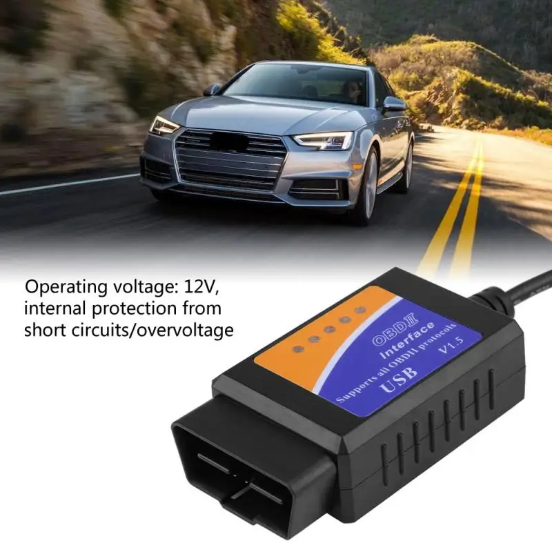 Автомобильный USB разъем ELM322 V1.5 OBD2 Диагностический кабель сканер интерфейса