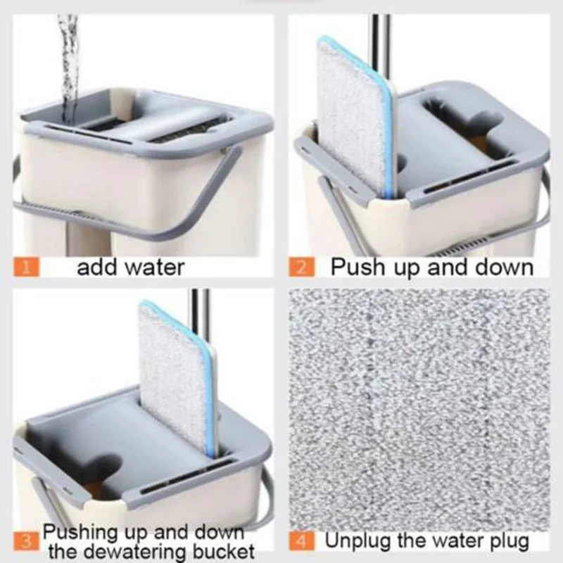 

Mop Bucket System Handsfree Squeeze 2 in 1 Wash Dry with Reusable Flat Mop Pads 899