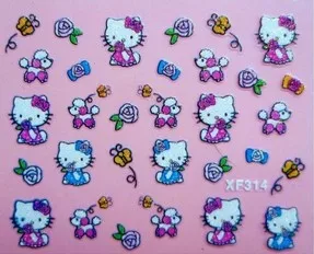 

Free Shipping New 3d Nail Sticker Decal Hello Kitty Cat Designs Art Decoration Wholesales 24 Different Styles Patch Set Tip