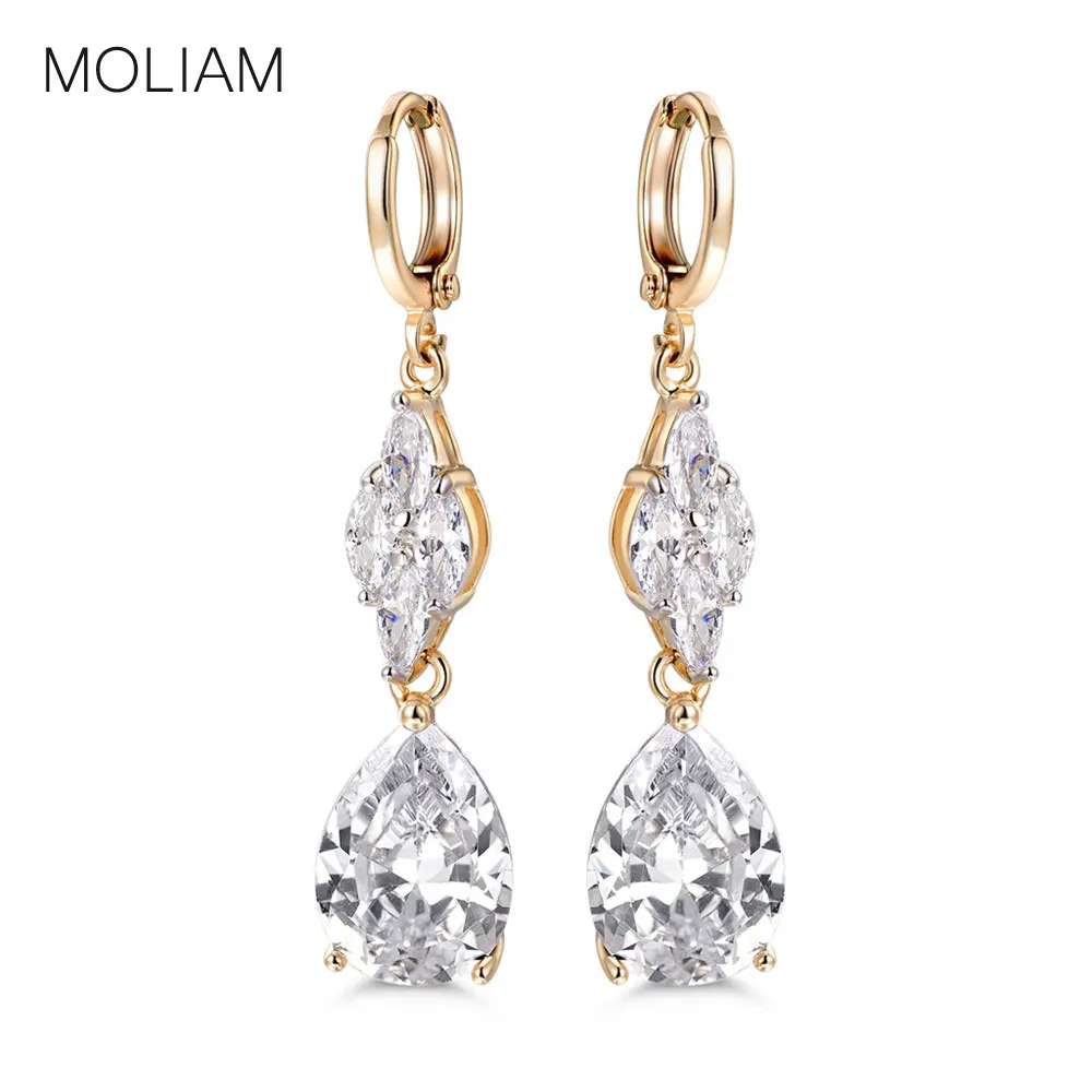 

MOLIAM Luxury Long Dangle Earrings for Women Cubic Zirconia Wedding Earring Brinco Fashion Accessories Jewelry Gift MLE805