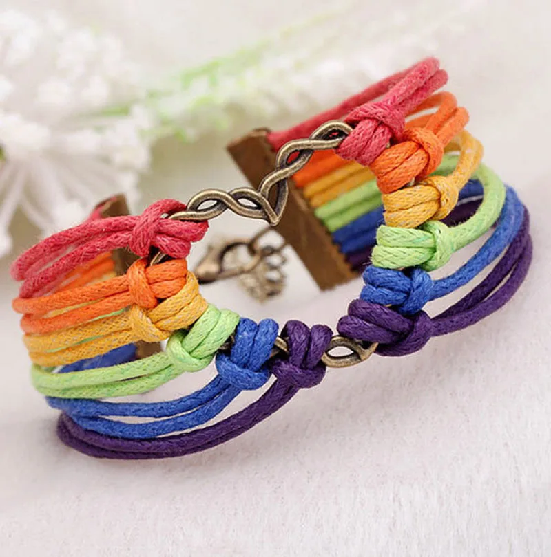 Infinity Bracelets Rainbow bracelets Multi Layer Braided heart Love