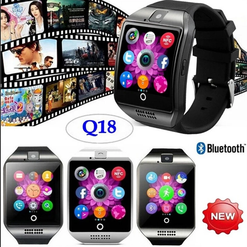 Q18 Bluetooth Smart Watch Q18 Fitness Tracker Touch Screen Support APP Download TF Sim Card Camera Dial/Call for Android Phone Q18 Bluetooth Smart Watch Q18 Fitness Tracker Touch Screen Support APP Download TF Sim Card Camera Dial/Call for Android Phone