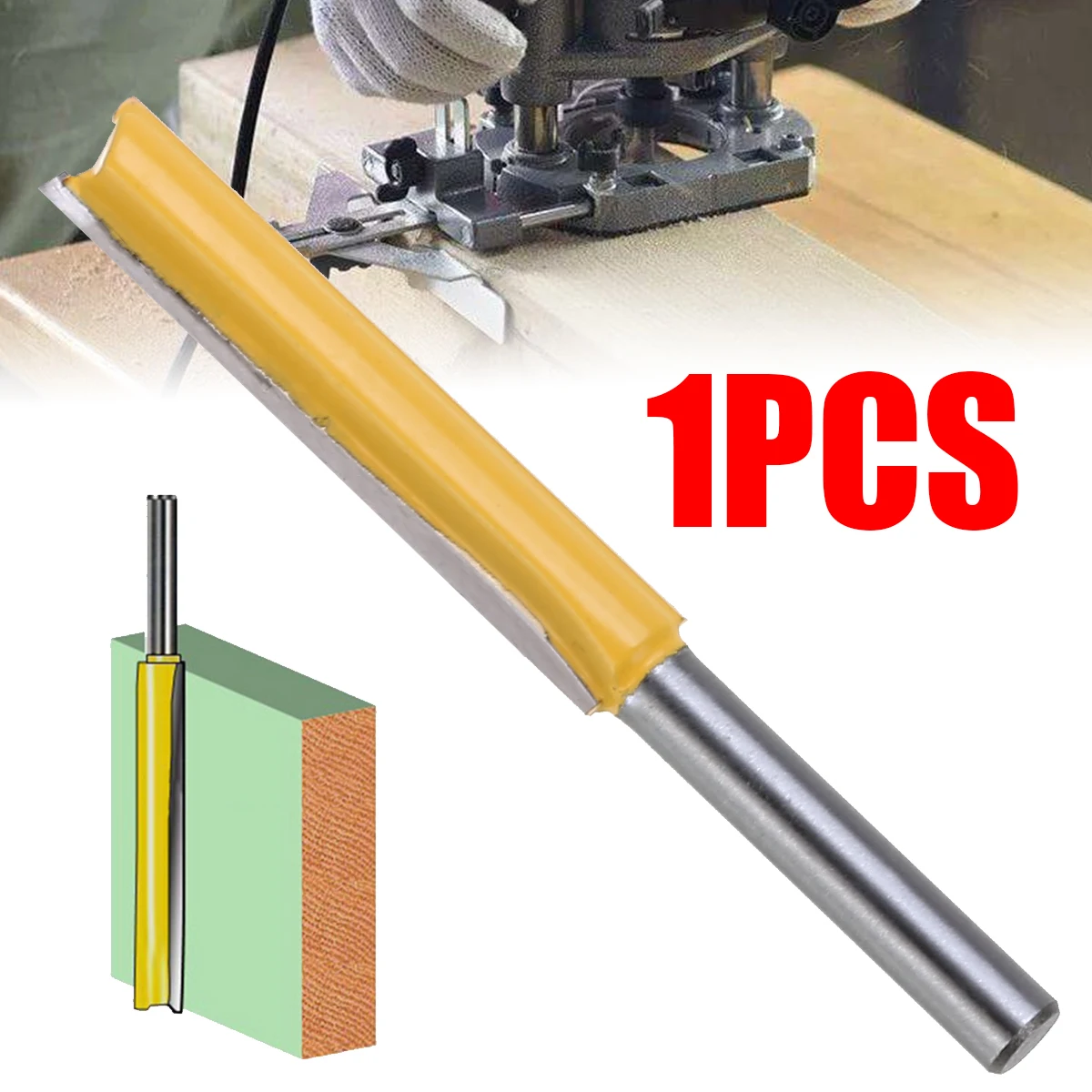 50mm 2"  Extra Long Straight Router Bit With Two Flute 1/4 Shank Woodworking For Double-edged Trimming Machine Tool Head