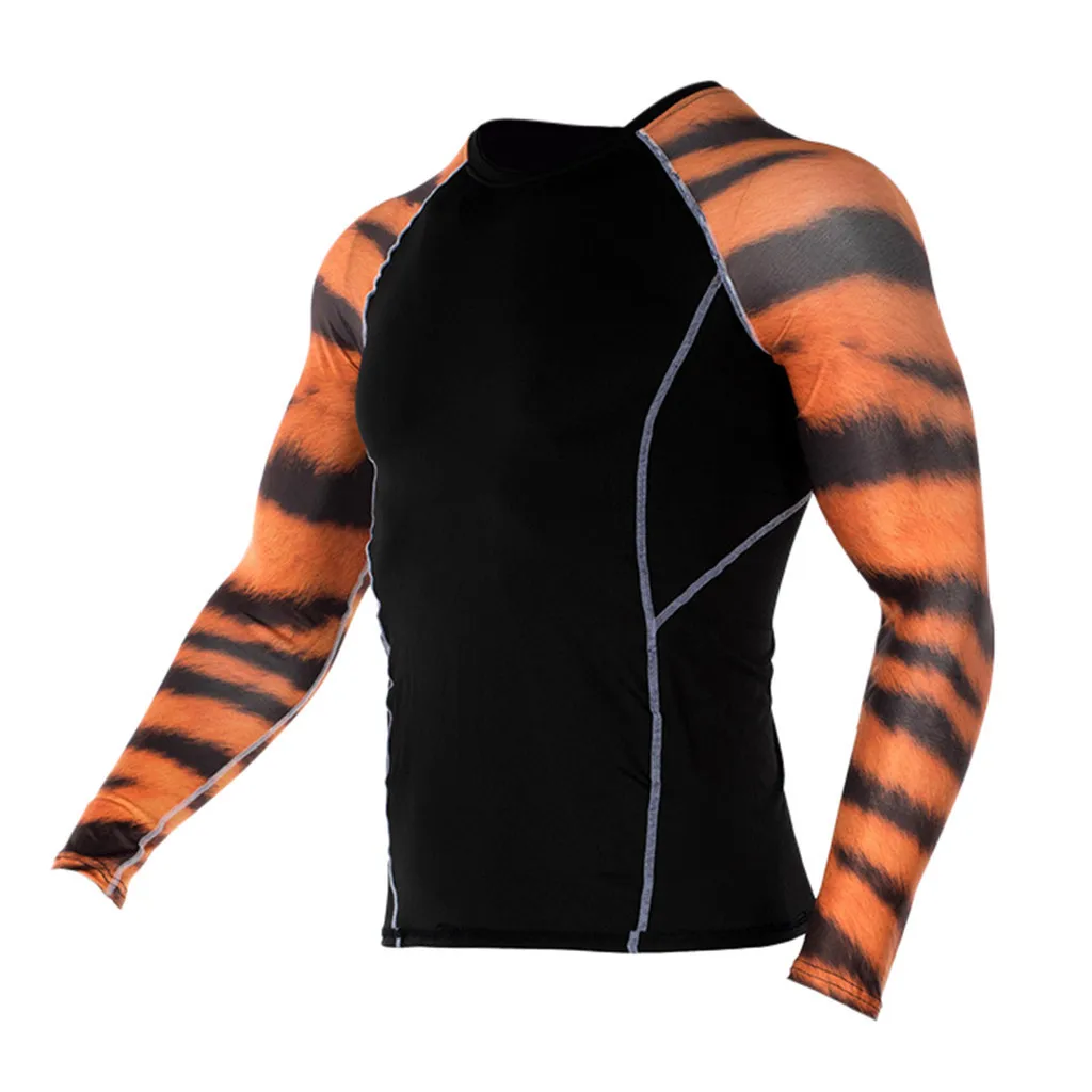 

YOUYEDIAN Men's Cycling Base Layers Fitness Soft T-Shirt Quick-drying Sports Printing Compression Tights Top Blouse#y20
