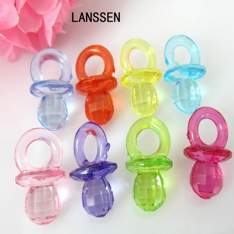 

Free Shipping 100pcs Mixed Diamond Cut Pacifiers Baby Shower Favor Clear Boy Girls' Decor Party Decorations