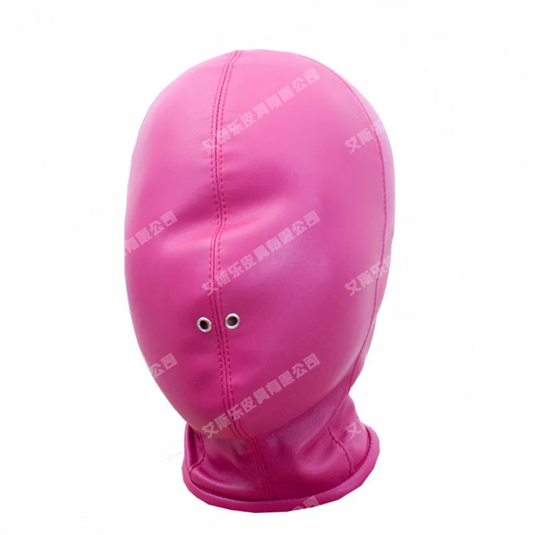 Hot SM fun Fuchsia soft PU leather mask full face mask penalty set