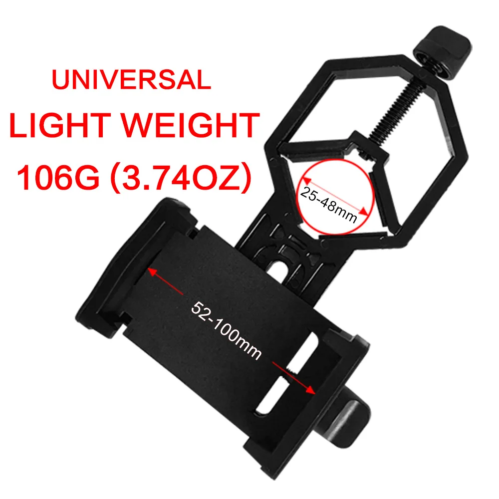 العالمي هاتف محمول محول قاعدة تركيب مزودة بمشبك مجهر أحادي الإكتشاف نطاق تلسكوب الهاتف دعم العدسة D: 25-48 ملليمتر