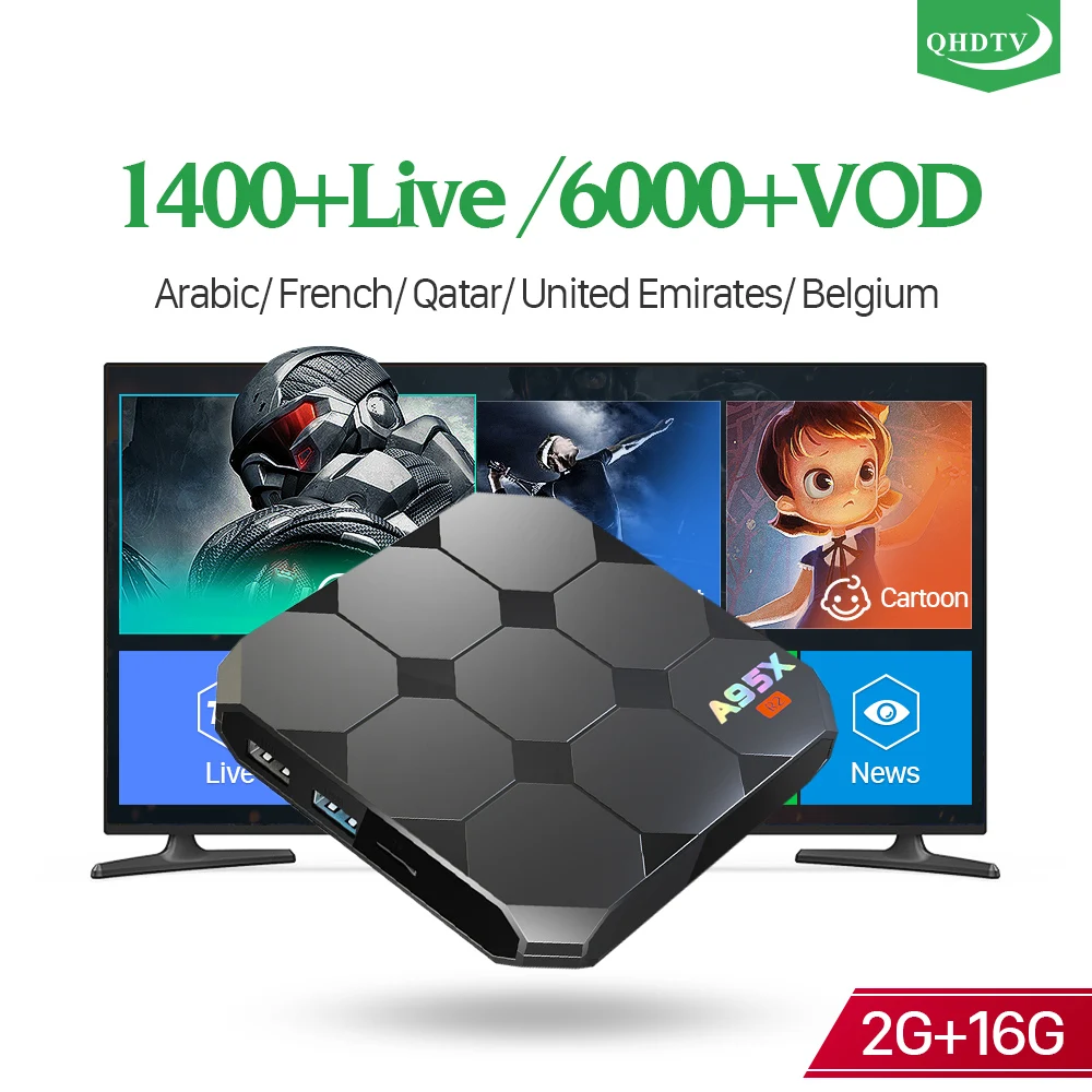 

A95XR2 IPTV 4K Android 7.1 Netherlands Arabic France Belgium S905W 2G 16G QHDTV Subscription Box Receiver IPTV Android