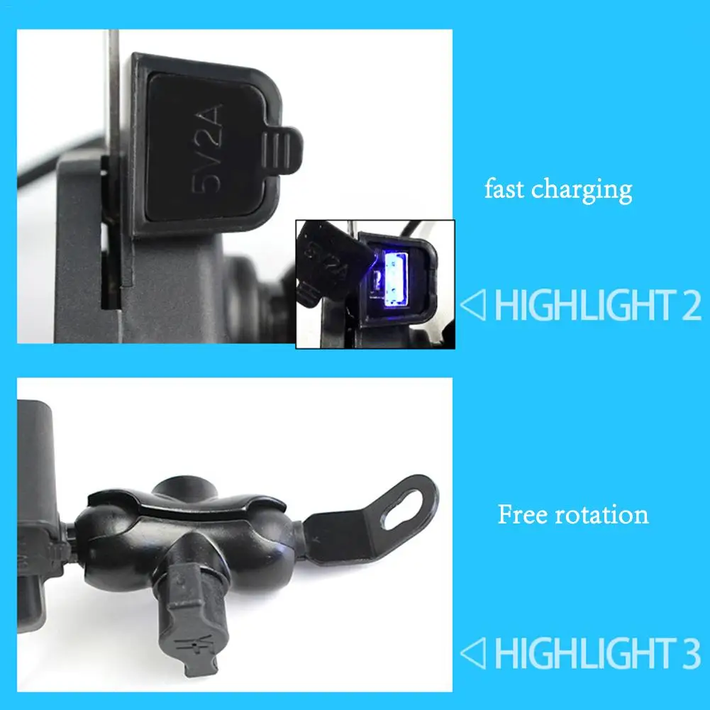 Мотоцикл X тип мобильного телефона металлический держатель с 2A USB зарядное устройство зеркало заднего вида Автомобильный держатель телефона