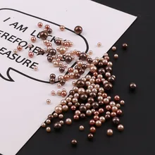 1 пакет 3-6 мм кофейная серия смешанный размер скраб имитация без жемчуг с отверстиями Круглые бусины для украшения ногтей DIY