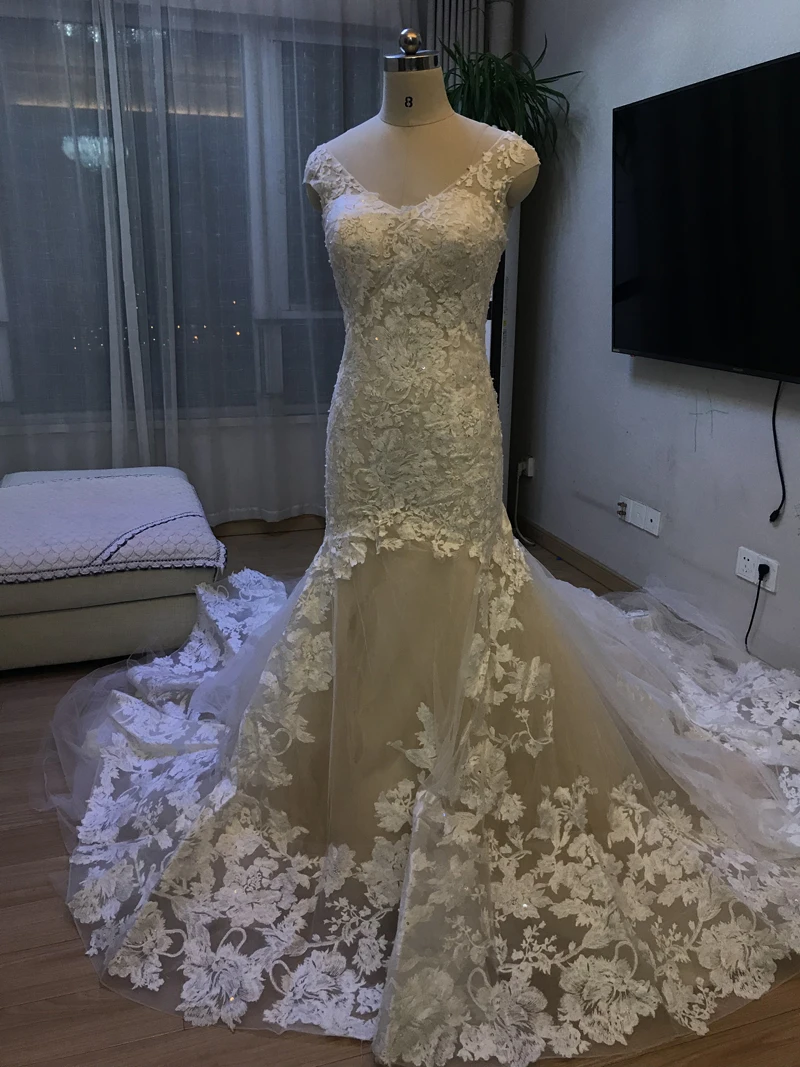 Кружевное свадебное платье Vestido De Noiva с открытыми плечами, кружевное свадебное платье русалки на заказ, бохо, Дубай, арабское свадебное платье