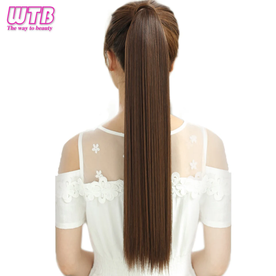  WTB Synthetic Hair Pony Tail Hair Extensions Long Straight Heat Resistant Clip In Hair Tail False H