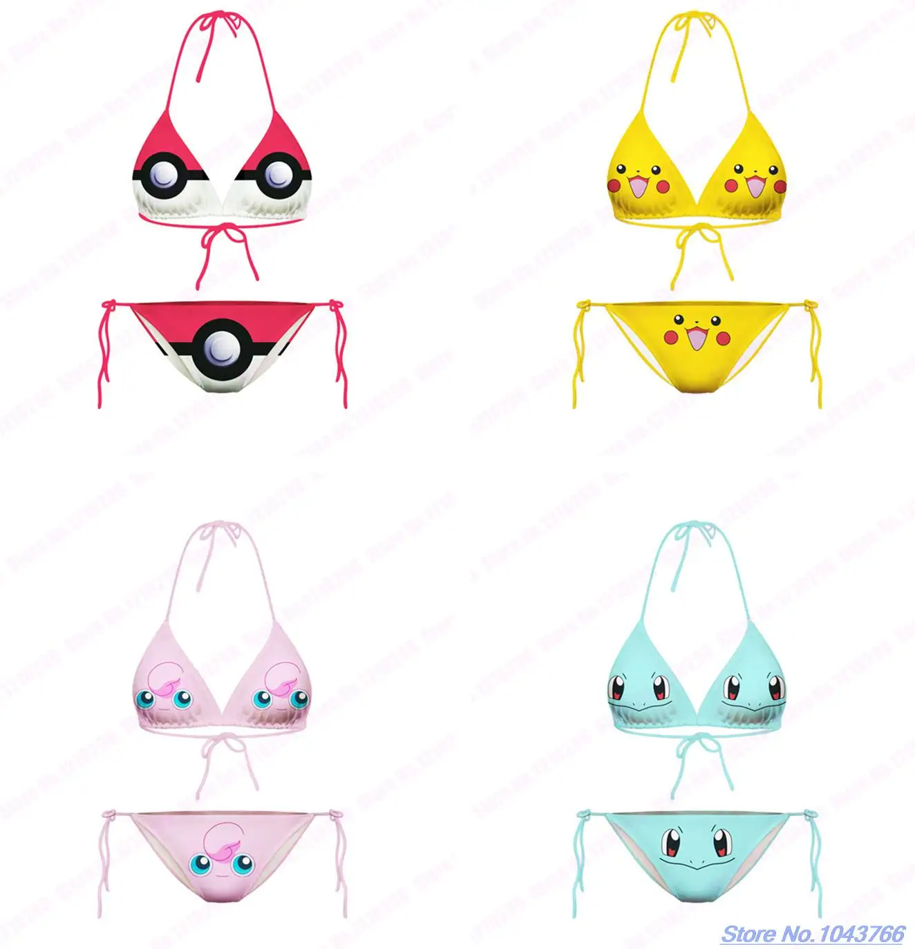 С милым рисунком в виде улыбающихся рожиц купальники PIKACHU комплект из двух