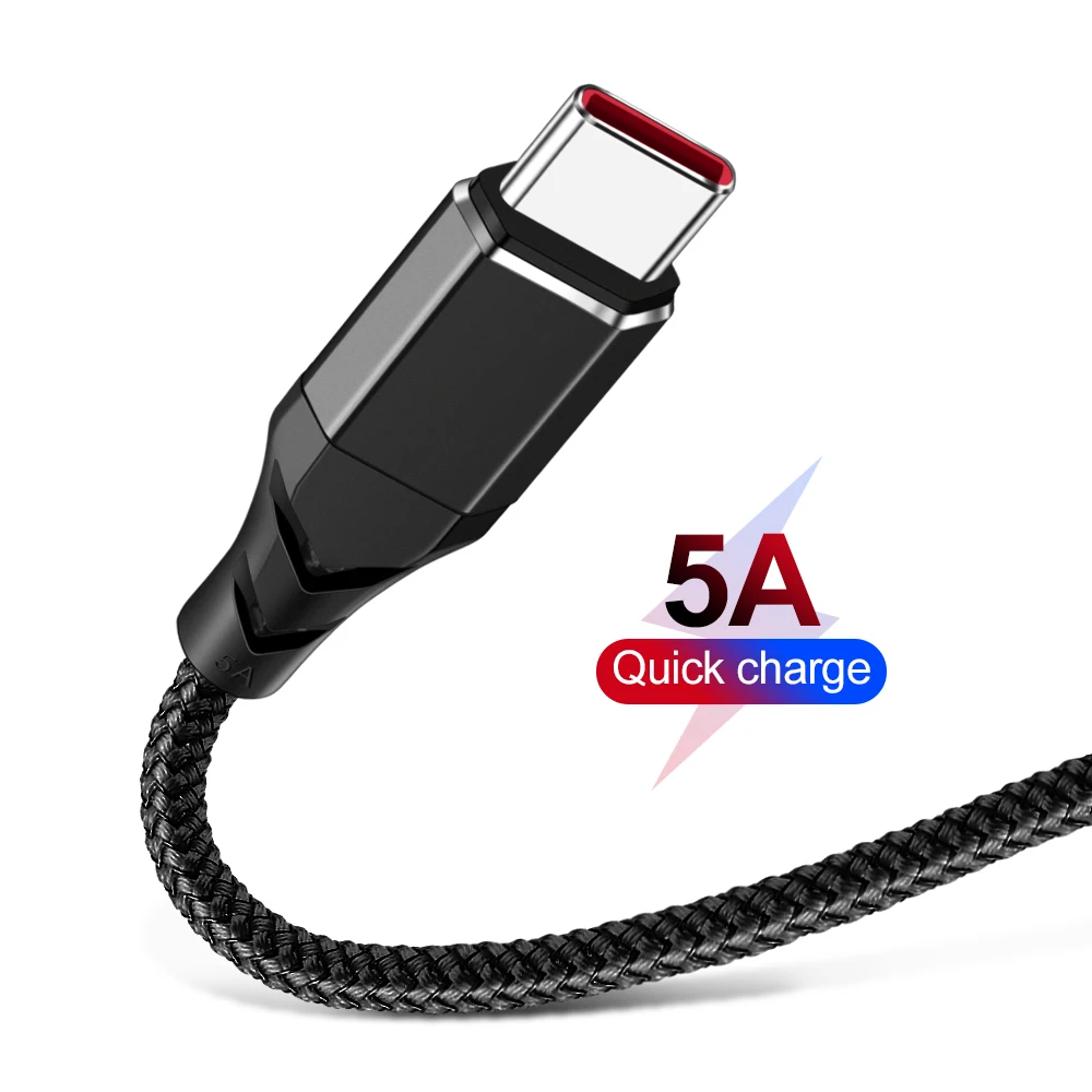 

USB Type C 5A Super Fast Charging Cable USB-C Sync Data cord For Huawei Mate 20 Pro Mate P20 For Oneplus 6t 5t 5 USB C Cable