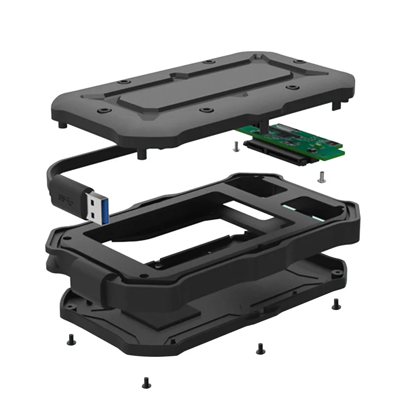  Impermeable a prueba de golpes Exteenal HDD caja USB3.0 + UASP SATA Universal 25 pulgadas HDD caja 