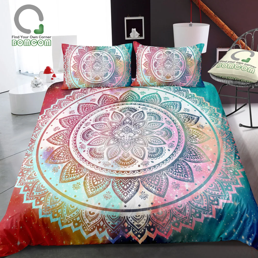 Bomcom 3d Digital Printing Abstract Colorful Galaxy Mandala Flower