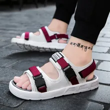 Летняя мужская обувь, сандали Молодежные Пляжные сандалии черный открытый удобная обувь без шнуровки на Для мужчин s шлепанцы Zapatillas Hombre Sapato Masculino