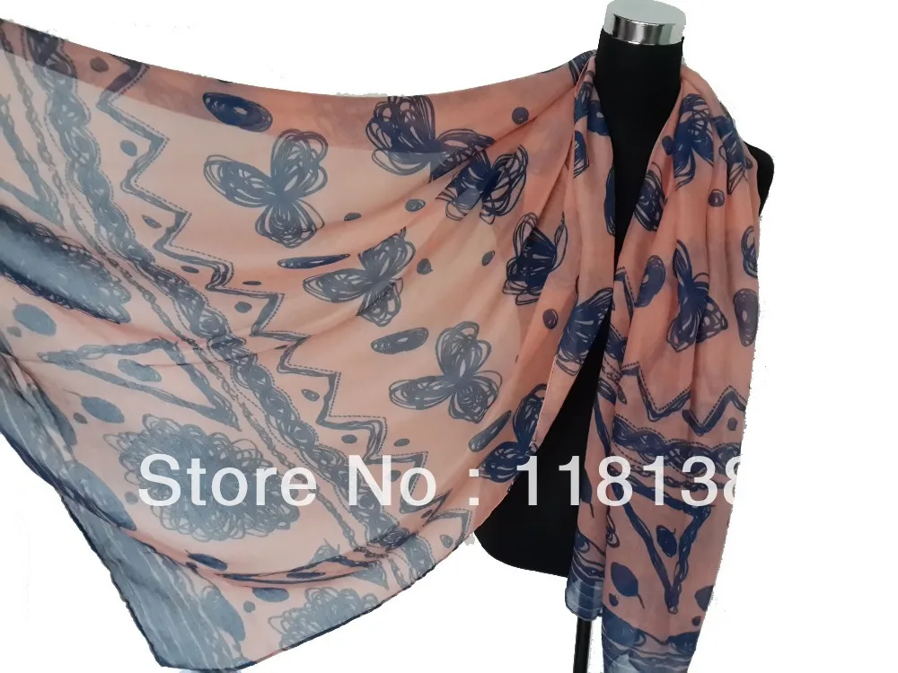 

10pcs/lot New Fashion Colorful Abstract Butterfly & Irregular Geometry Print Women's Scarf 180*100cm, Free Shipping