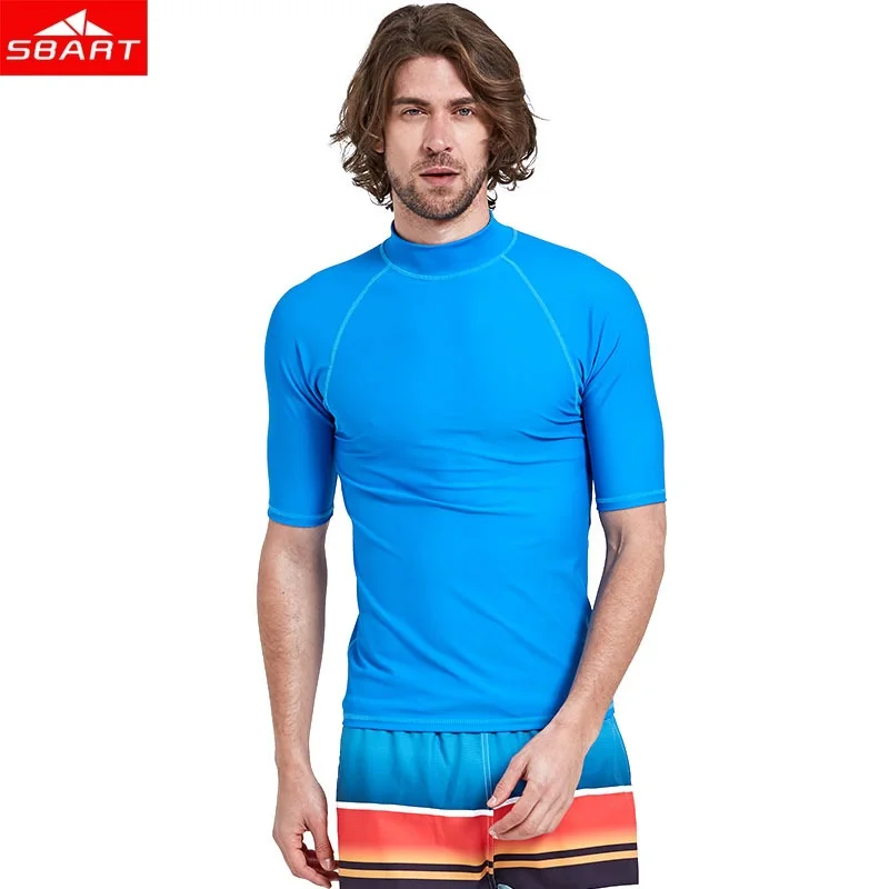 

SBART Rash Guard Men UPF50+ Surf guard Men high quality swimwear snorkeling suit short sleeve rash guard