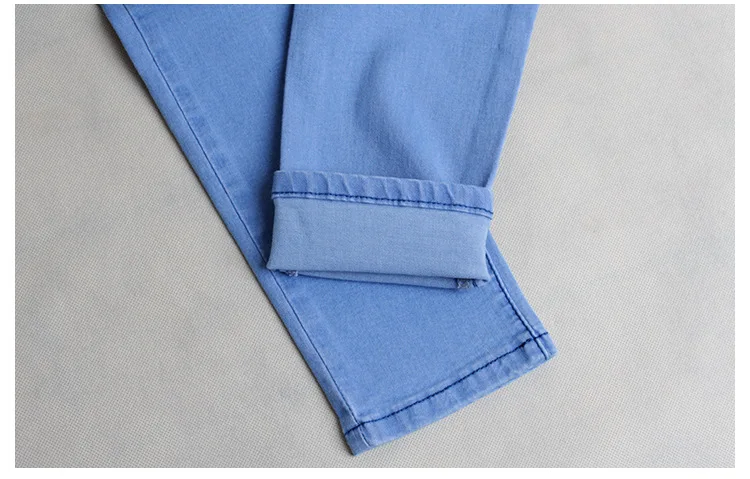 2017 Europe and the United States high waist stretch Slim thin pencil pants pure color hole feet women's jeans women (16)