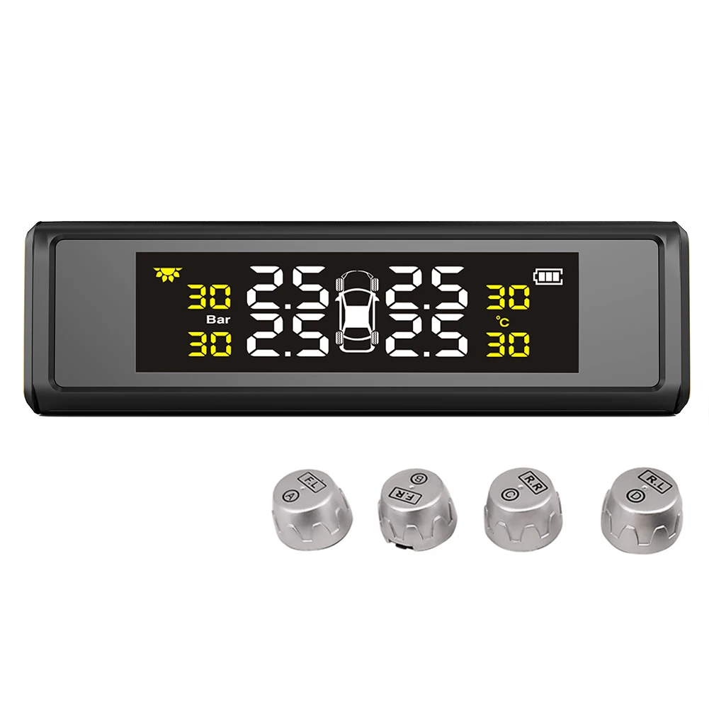 

New Car TPMS Built-in Lithium Battery USB Cable Solar Energy Two Power Supply Car Tire Pressure Monitor