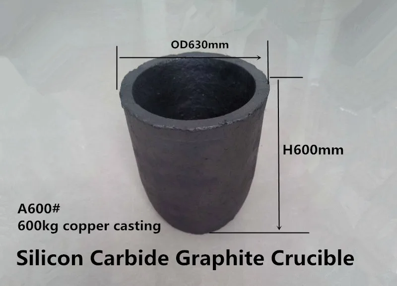 A600 Silicon Carbide Graphite Crucible for 600kg copper /Zinc melting