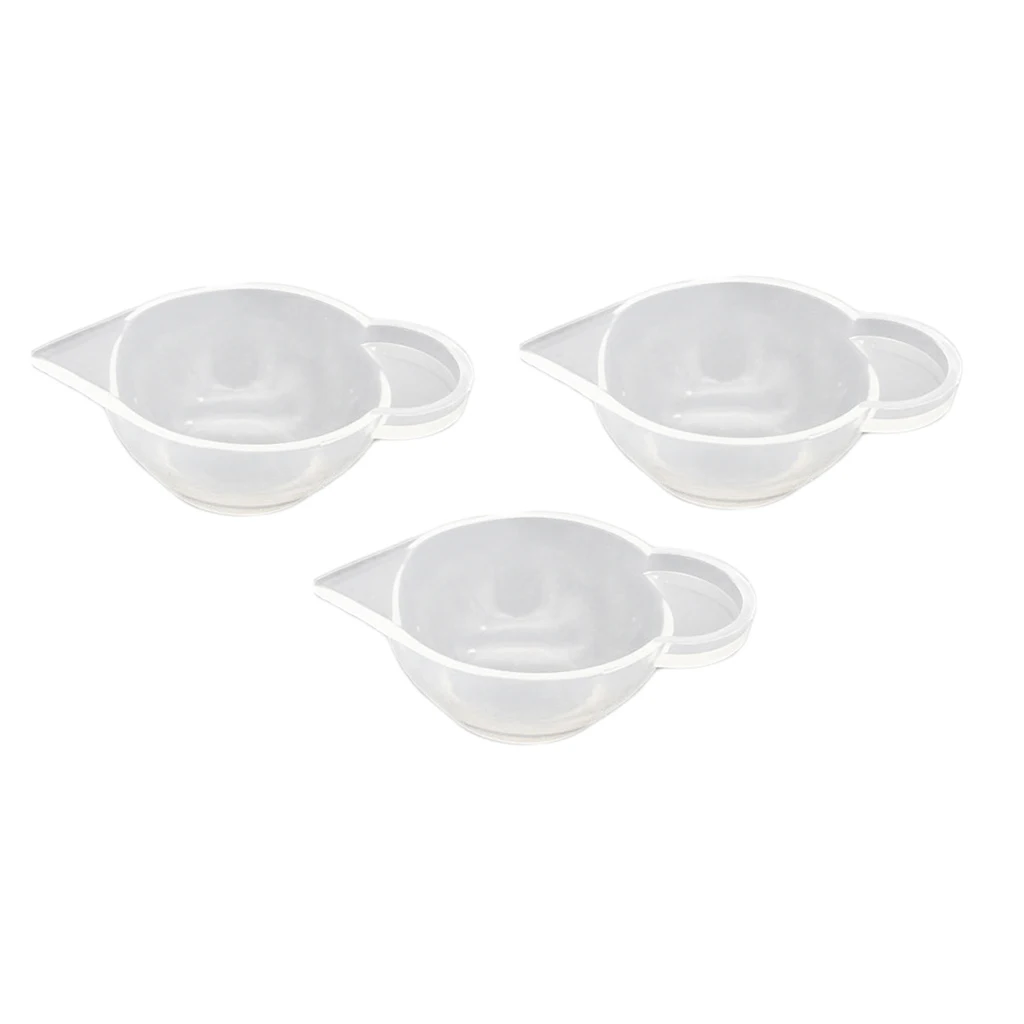 3 pieces clear silicone reusable mixing measuring cups liquid epoxy resin hobby craft casting jewelry making diy tools