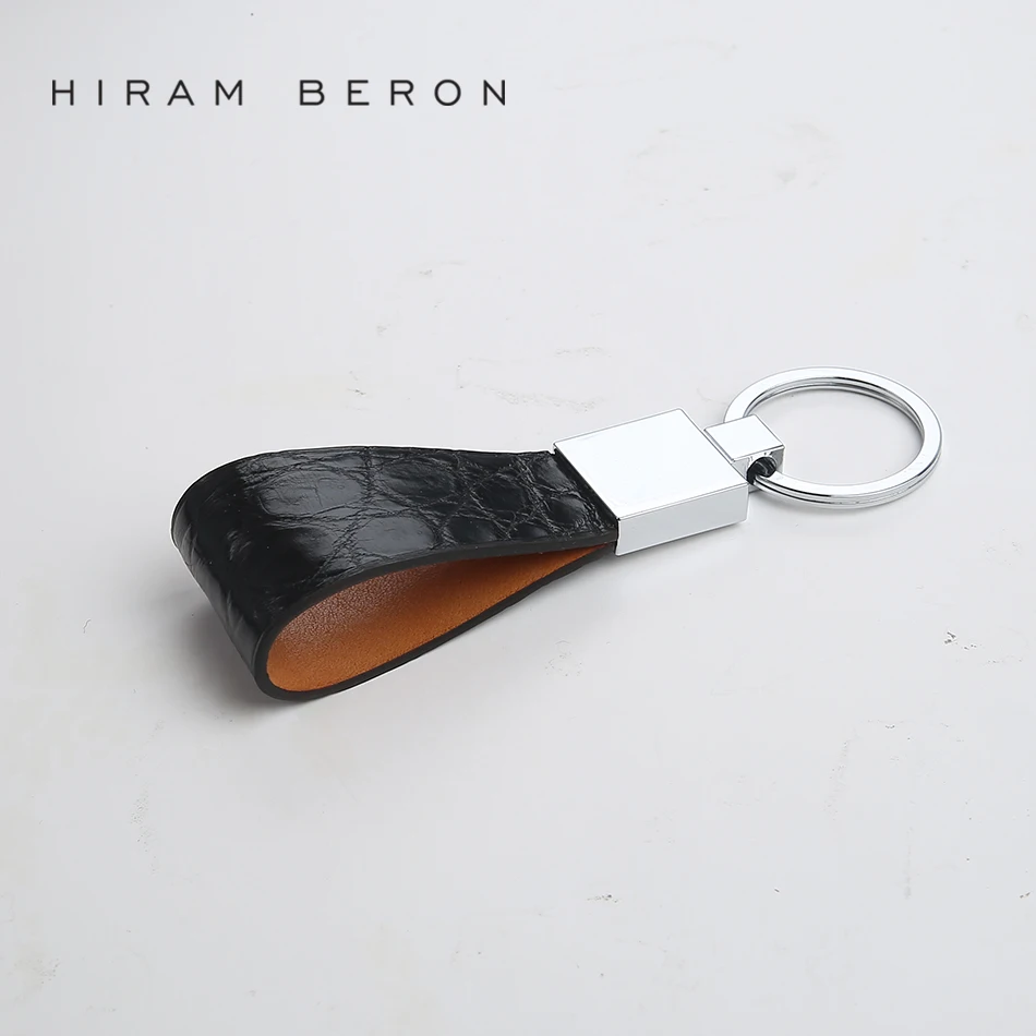 

Hiram Beron Key Holder Crocodile & Vegetable Tanned Leather Wallet Chain Bag Accessories Phone Leather Chain Men Car Keychain