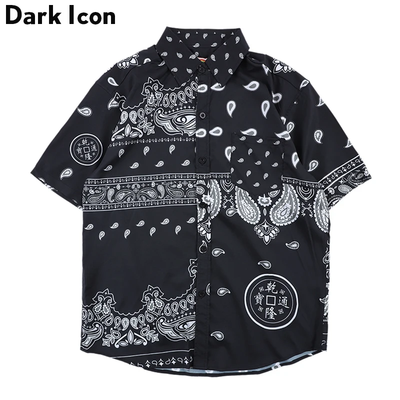 Мужская Уличная рубашка Dark Icon бандана гавайская с узором огурцы и коротким