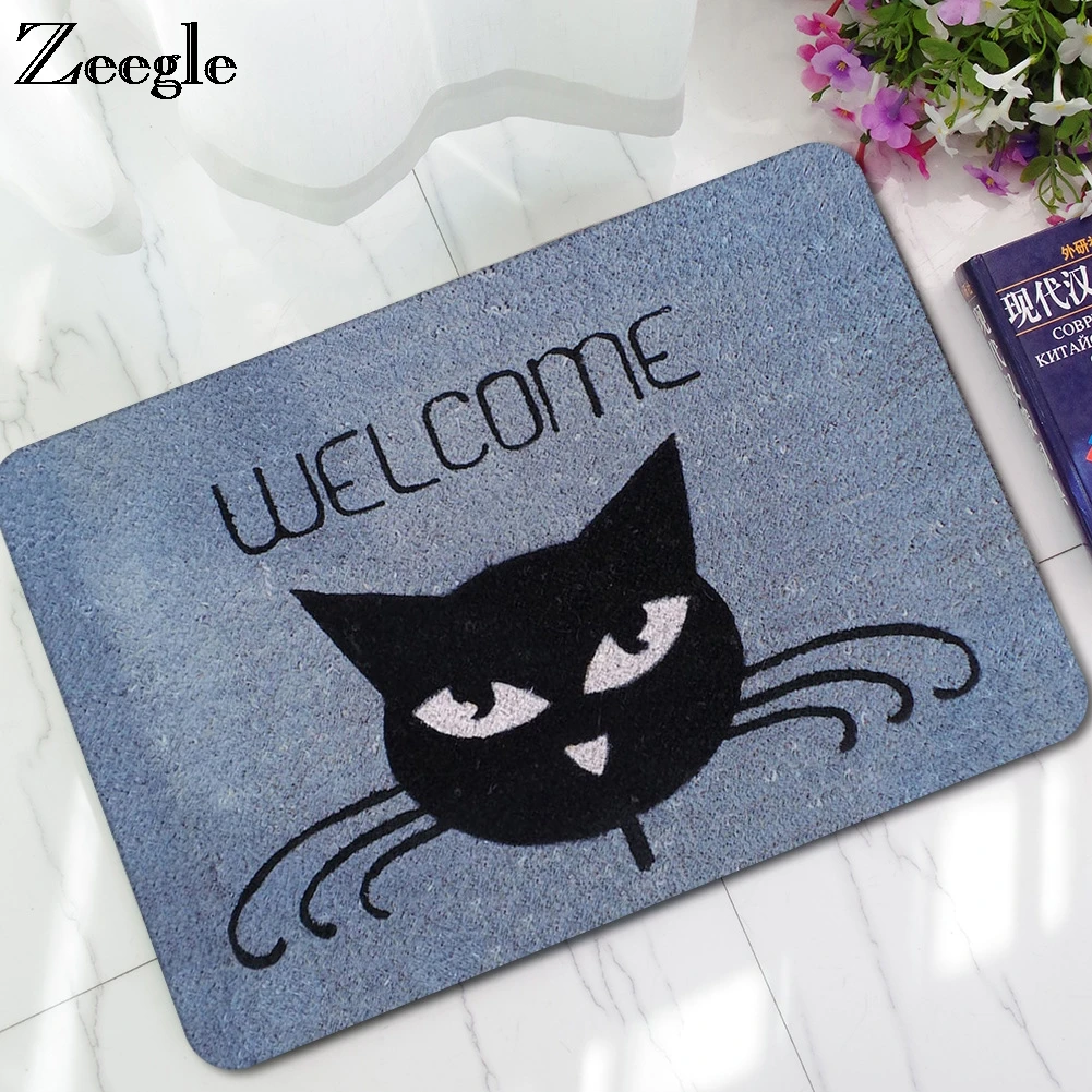 Zeegle Cat Мультяшные Входные Коврики кухонный напольный коврик смешной