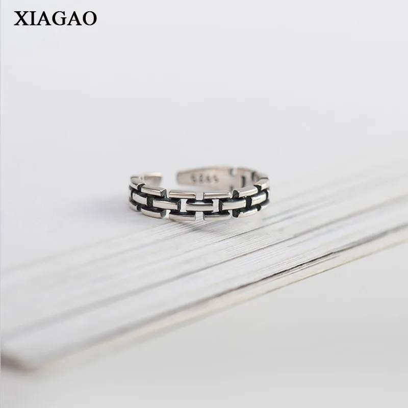 

XIAGAO Bradid Lace Pattern Rings Open Cuff Adjustable Rings Vintage Sterling Silver 925 for Women Wedding Rings Gift AART0172