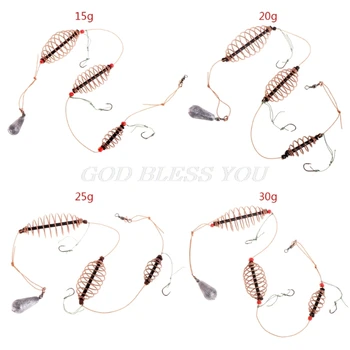 

Carp Fishing Bait Feeder Cage Lead Sinker Swivel With Line Hooks 15g 20g 25g 30g