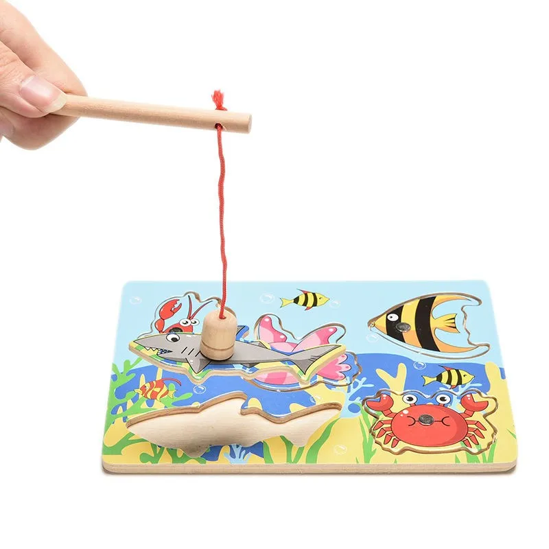 Детская рыболовная игра и деревянная океанская настольная игра-головоломка Магнитная Удочка игрушка для отдыха на открытом воздухе игрушка для детей jogos de tabuleiro em madeira