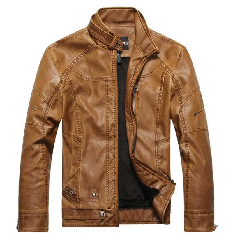 Мужская кожаная куртка большого размера 3XL, винтажное пальто из искусственной кожи с длинными рукавами на молнии, ветрозащитная непромокаемая верхняя одежда для мотоцикла A3608