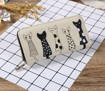 

2018 Franbradis fashion standard wallet explosive cat cute cartoon embroidered line lady Long Wallet