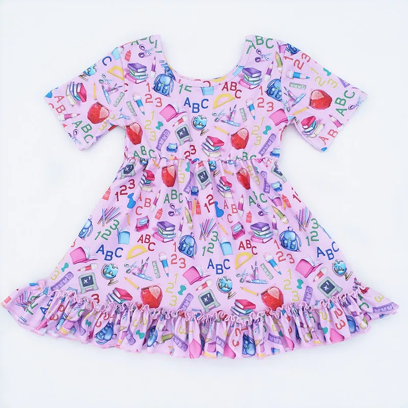 

New style fashion back to school wear dress best selling 2018 in usa girl sleeveless dresses Gils Milk Silk Letter printed Bouti
