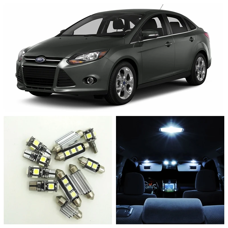 10Pcs White Car LED Light Bulbs Interior Package Kit For 2012 2013 2014