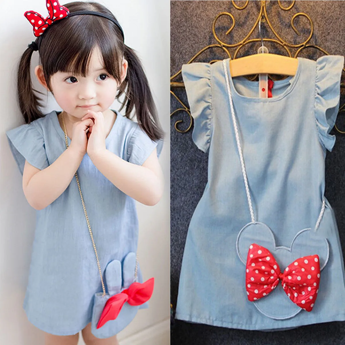 

Newest Fashion Cute Kids Baby Girls Minnie Mouse Party Dress Causal Cotton White and Gray Vest Toddler Clothes 1-4Year