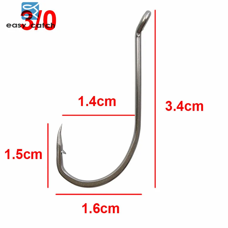 Easy Catch 200pcs 92554 Stainless Steel White Long Shank Octopus Fishing  Hooks Size 1/0 2/0 3/0 4/0 5/0 6/0 7/0 8/0 9/0 - AliExpress