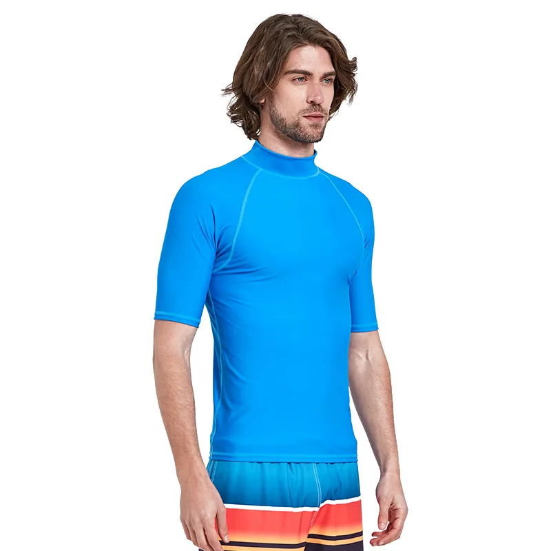 Men's Diving Rash Guard Swim Shirt Loose Fit Athletic Undershirt Quick Dry Surfing Tops UPF 50+