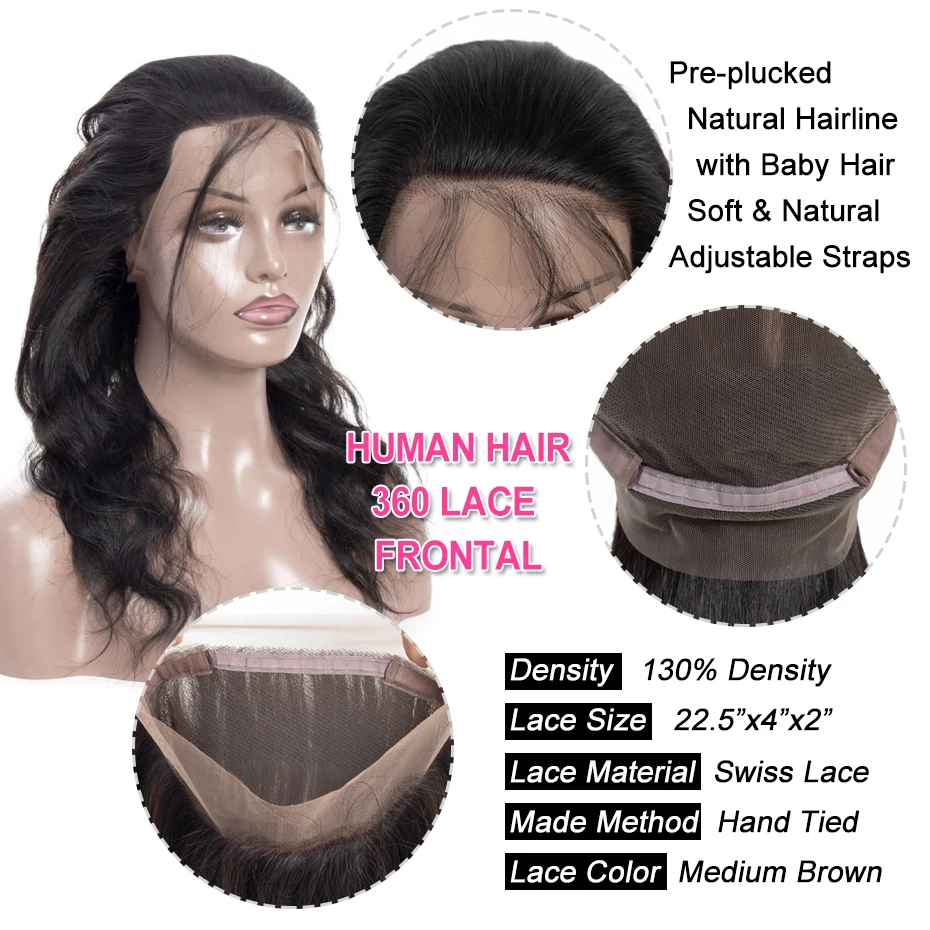 Bling Hair бразильские волосы объемная волна Закрытие 360 Кружева Фронтальная Remy человеческие волосы закрытие с детскими волосами натуральный цвет