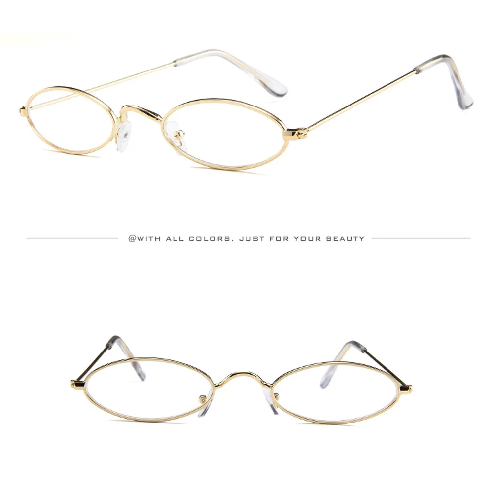 Новые Модные Винтажные маленькие овальные солнцезащитные очки в ретро стиле, эллипс, металлическая оправа, очки, трендовые Модные оттенки, очки для женщин/мужчин, анти-УФ - Цвет: B