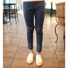 Mizi terjojo Обувь для девочек Леггинсы для женщин Весна Кот детские джинсовые штаны для девочек осенние детские карандаш Брюки для девочек длинные Мотобрюки jm23