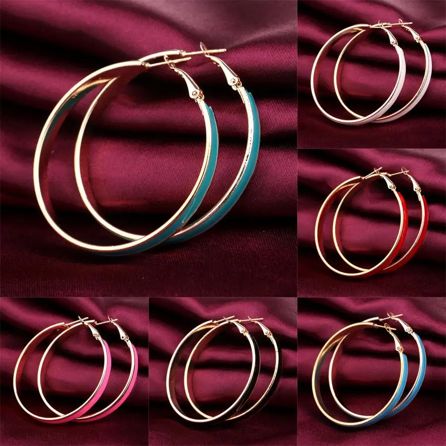 

FishSheep Designer Big Round Hoop Earrings For Women Boho Gold Color Enamel Large Earings Female Fashion Jewelry Brincos