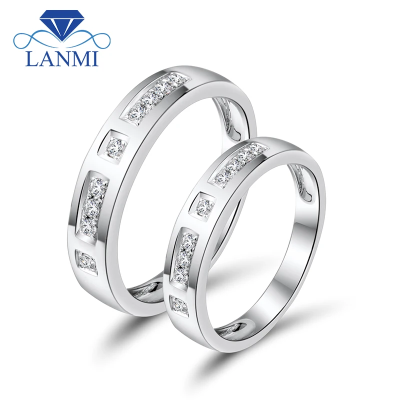 Парные кольца из белого золота 18 К с натуральными бриллиантами для помолвки