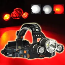 BORUIT 5000LM 3x XM-L T6 белый+ 2R2 красный светодиодный 18650 Фары Фара Глава горелки