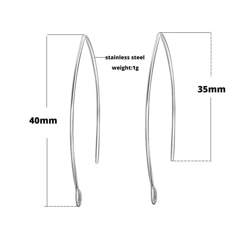 20 шт./лот, серьги из нержавеющей стали, крючки, застежка, проволока для самостоятельного изготовления ювелирных изделий, серьги, ювелирные аксессуары, фурнитура