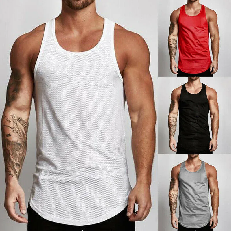 

Men's Muscle Gym Sleeveless Tank Top Tee Shirt Bodybuilding Sport Fitness Vest